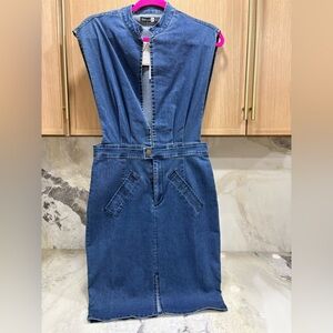 Blue Denim Sleeveless Dress